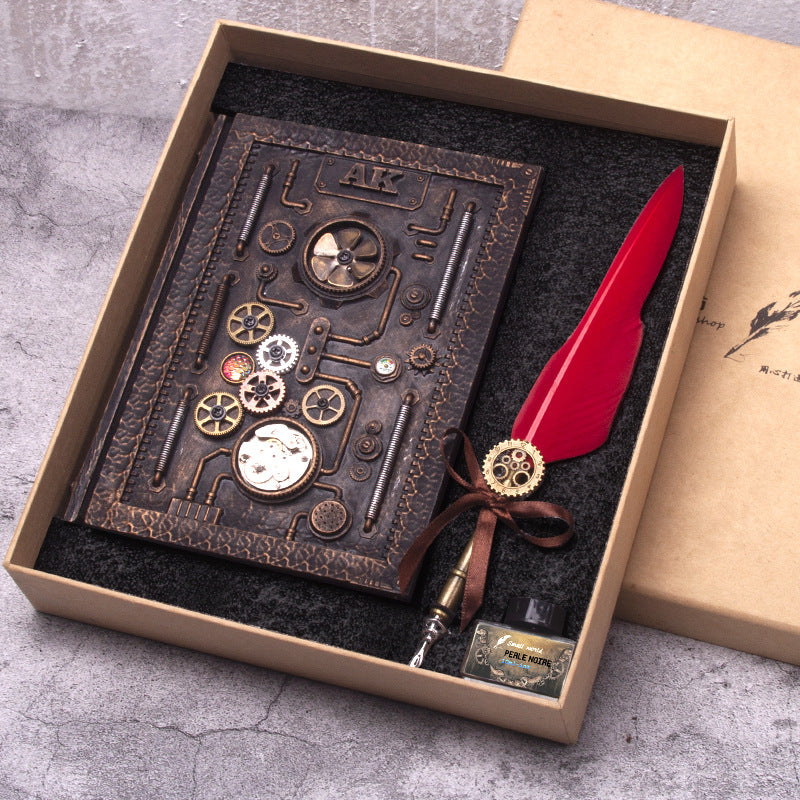 Embossed steampunk style notebook with gift box