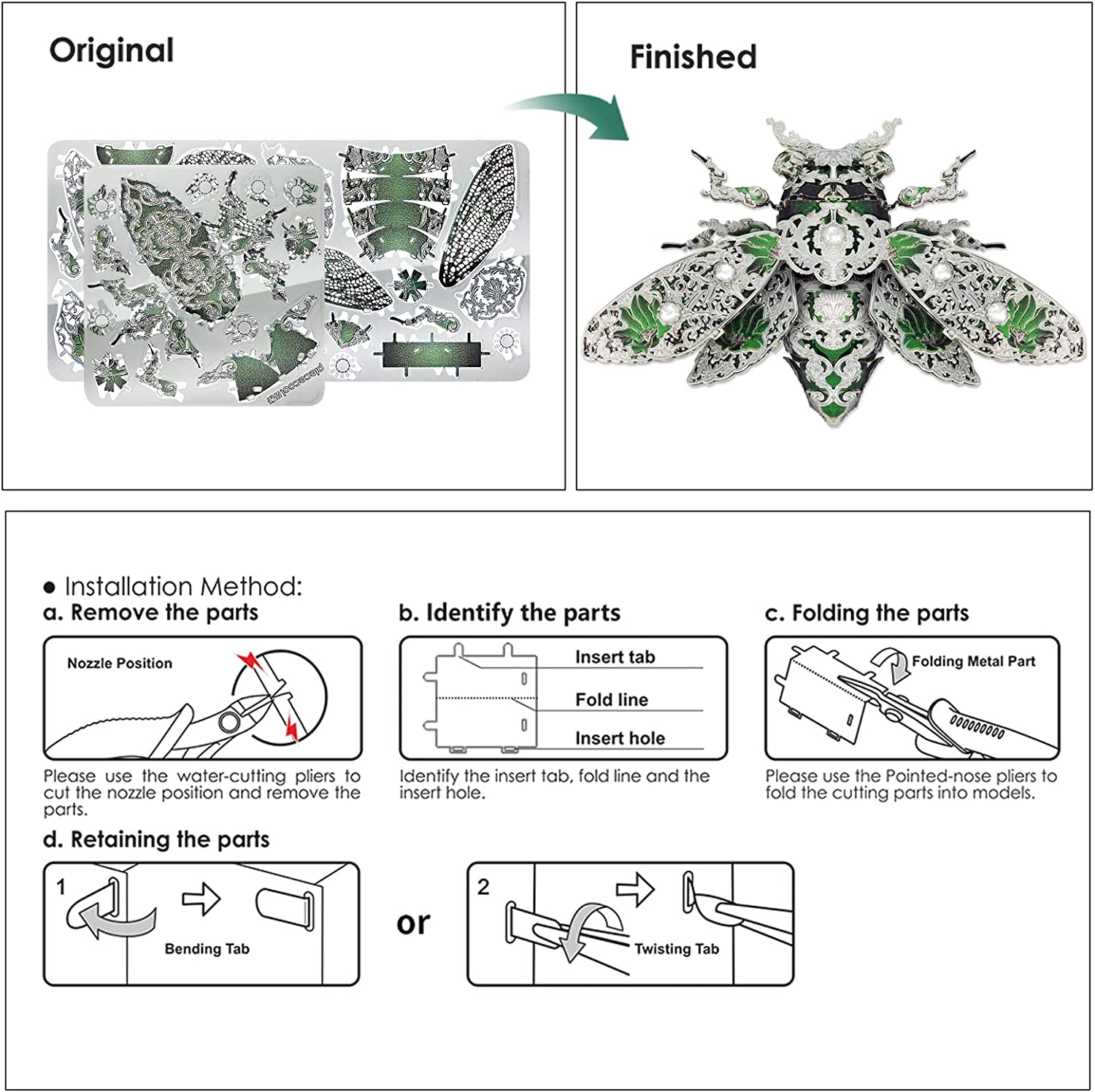 SmartBabyKid™ Cicada 3D Model Building Kits Insect Themed Animal