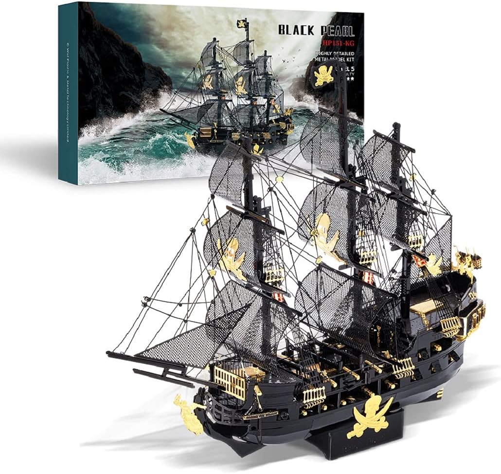 SmartBabyKid™ Black Pearl Pirate Ship Metal Model Kits 307Pcs