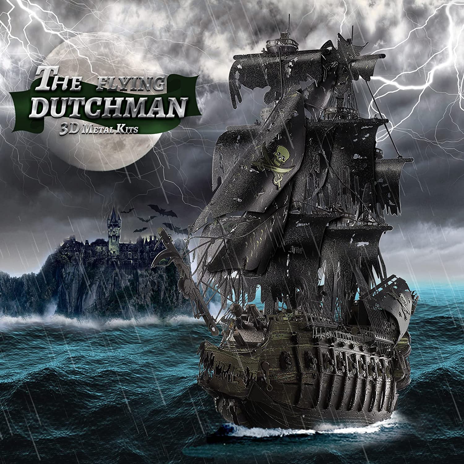 SmartBabyKid™ Flying Dutchman Model Ship, DIY Steel Warcraft 3D Metal Model Kits Puzzle 59 Pcs
