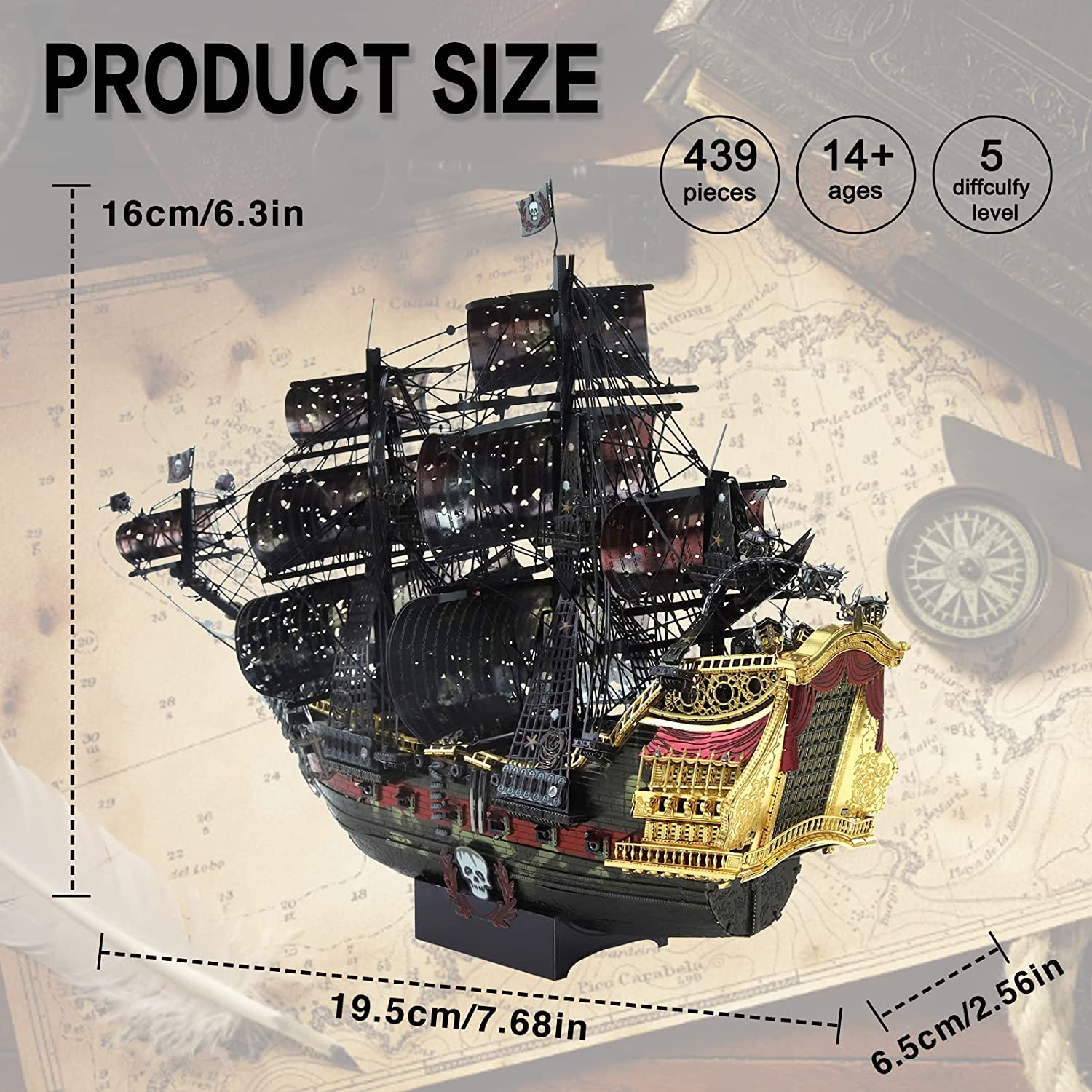 SmartBabyKid™ Queen Anne's Revenge Pirate Ship Model Kits with DIY Tools Set